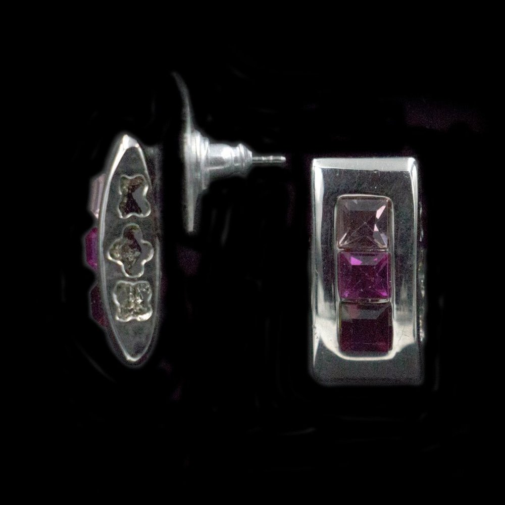 Pretty In Pink Rectangular Post Earrings - Jetppp1 - image 2